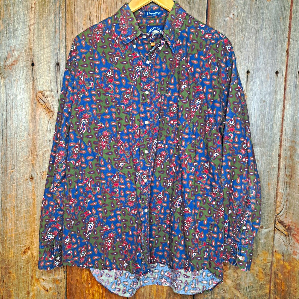 Earthcore Vintage 90's Salty Dog Poplin Men's L Paisley Long Sleeve Button-Up